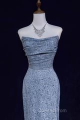 Mermaid Strapless Sequined Long Evening Prom Dress Elegant Formal Evening Dress