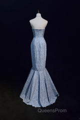 Mermaid Strapless Sequined Long Evening Prom Dress Elegant Formal Evening Dress