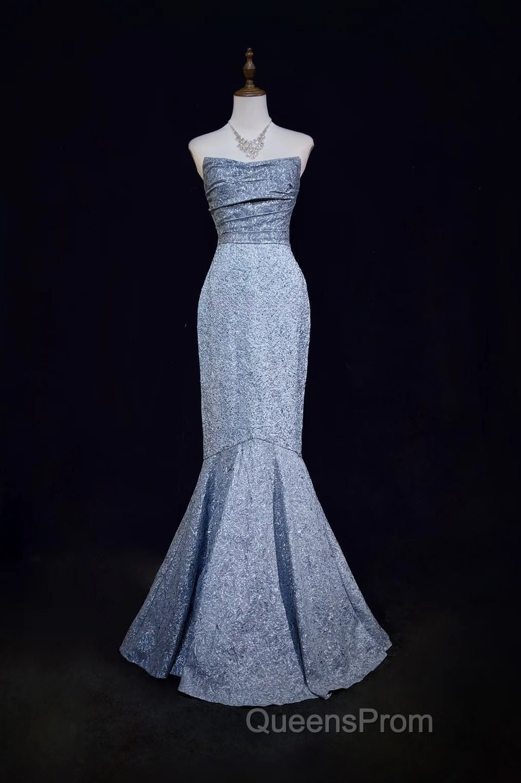 Mermaid Strapless Sequined Long Evening Prom Dress Elegant Formal Evening Dress