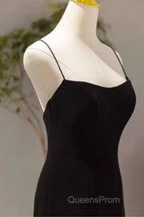 Mermaid Straps Black Velvet Long Evening Prom Dress