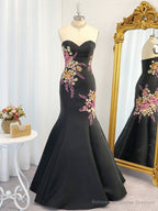 Mermaid Sweetheart Beading Floor-Length Satin Dress