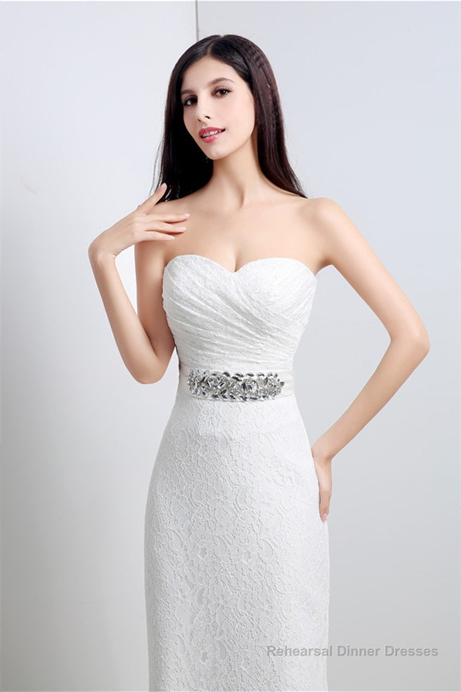 Mermaid Sweetheart Lace Rhinestone Long Wedding Dresses