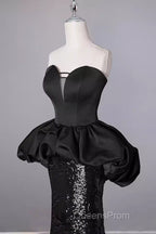 Mermaid Sweetheart Long Black Sequin Evening Prom Dress