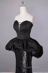 Mermaid Sweetheart Long Black Sequin Evening Prom Dress