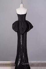 Mermaid Sweetheart Long Black Sequin Evening Prom Dress