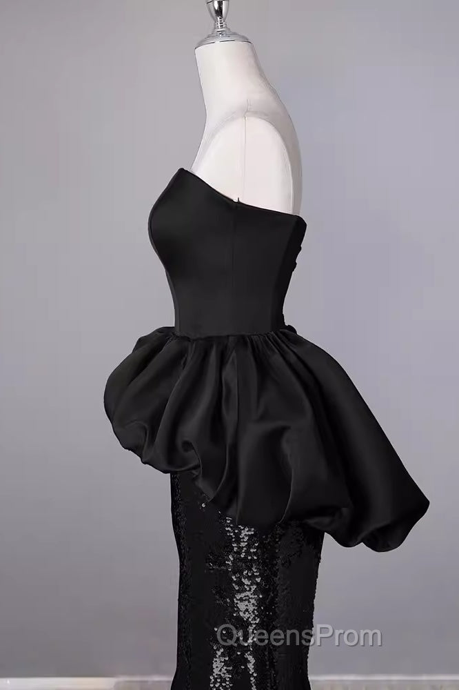 Mermaid Sweetheart Long Black Sequin Evening Prom Dress