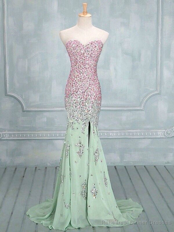 Mermaid Sweetheart Neck Colorful Long Prom Dresses, Formal Dresses Main image