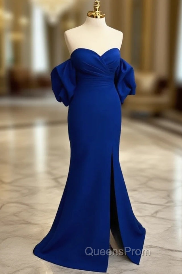 Mermaid Sweetheart Neck Satin Royal Blue Long Evening Prom Dress
