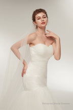 Mermaid Sweetheart White Tulle Wedding Dresses with Appliques