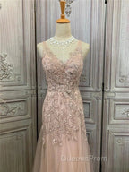 Mermaid / Trumpet Evening Prom Dress Maxi Dress Party Wear Sweep / Brush Train Sleeveless V Neck Tulle With Appliques