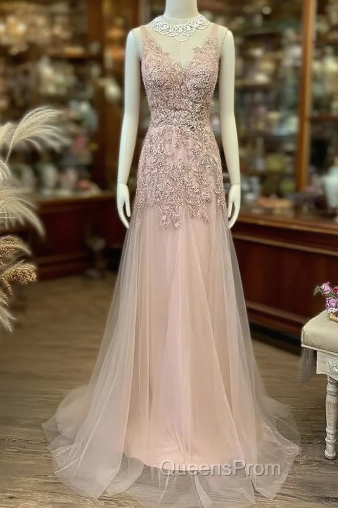 Mermaid / Trumpet Evening Prom Dress Maxi Dress Party Wear Sweep / Brush Train Sleeveless V Neck Tulle With Appliques Main image