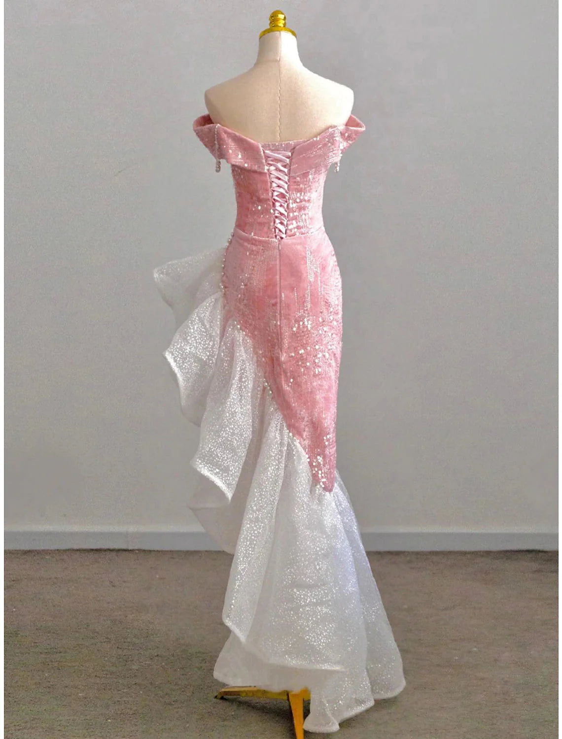 Mermaid / Trumpet Classy Prom Dress Party Dress Classy Evening Party Floor Length Sleeveless Off Shoulder Tulle With Pearls Sequin