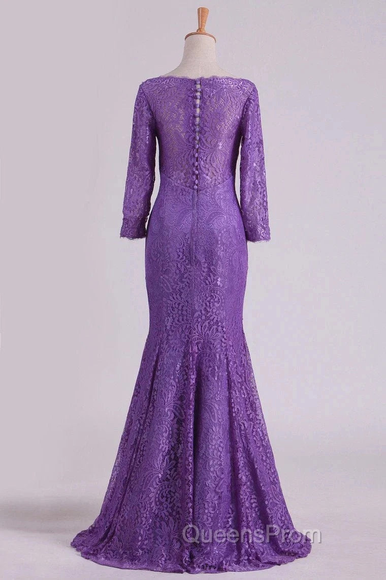 Mermaid V Neck 3/4 Length Sleeve Lace Floor Length Mother Of The Bride Dress Secondary image