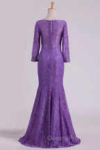 Mermaid V Neck 3/4 Length Sleeve Lace Floor Length Mother Of The Bride Dress
