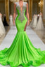 Mermaid V-neck Sequined Open Back Floor-length Sleeveless Lace Beading Evening Prom Dress