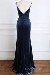 Mermaid Velvet Bridesmaid Dress Leg Slit