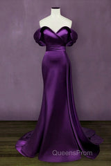 Mermaid Violet Evening Prom Dress Off The Shoulder