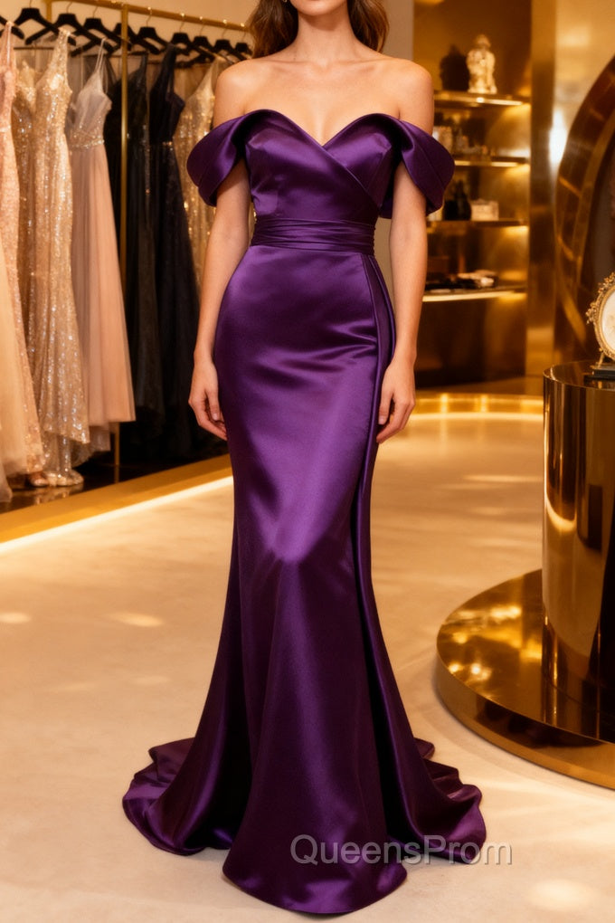 Mermaid Violet Evening Prom Dress Off The Shoulder Main image