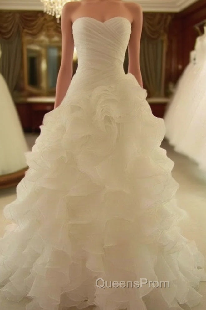 Mermaid Wedding Dress Sweetheart Organza Ruffles Train Main image