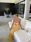 Mermaid Yellow Silk Satin Classy Evening Party Dress Long Classy Prom Dress