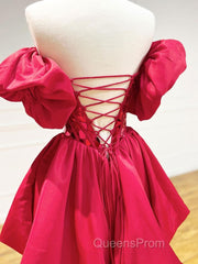 Mini/Short Red Satin Short Evening Prom Dress, Short Homecoming Dress