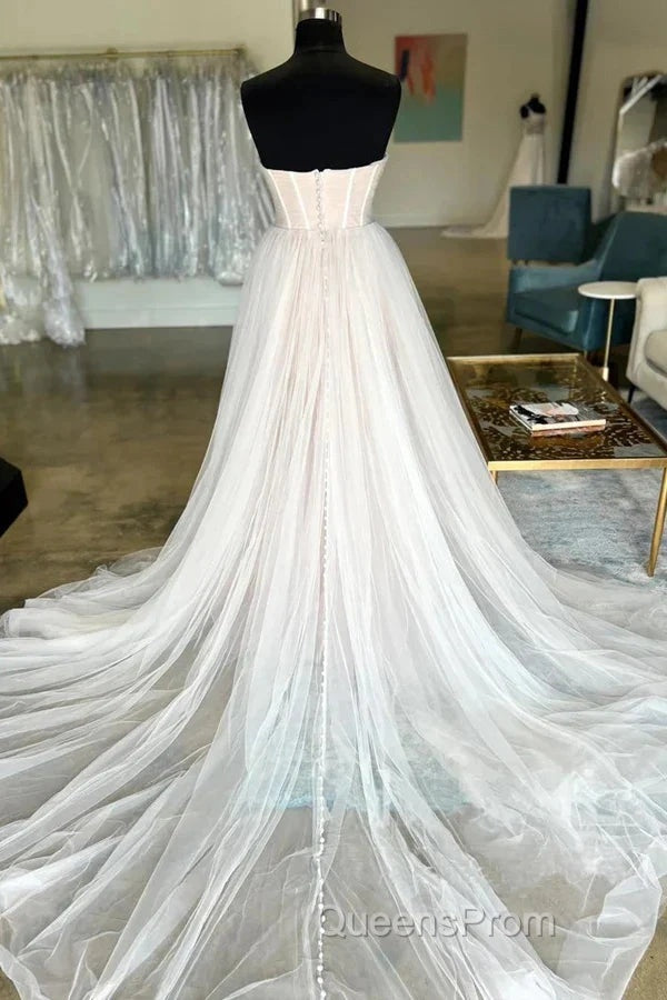 Minimalist Style Sheer Wedding Dress With Sweet Collar And Floor Mopping Wedding Dress