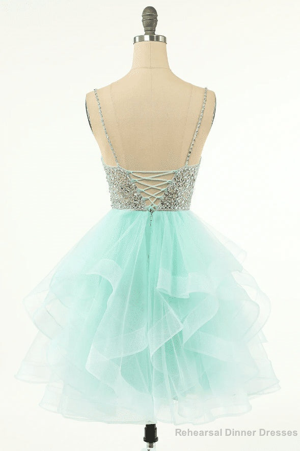 Mint Green Beaded Layered Tulle Homecoming Dress Secondary image