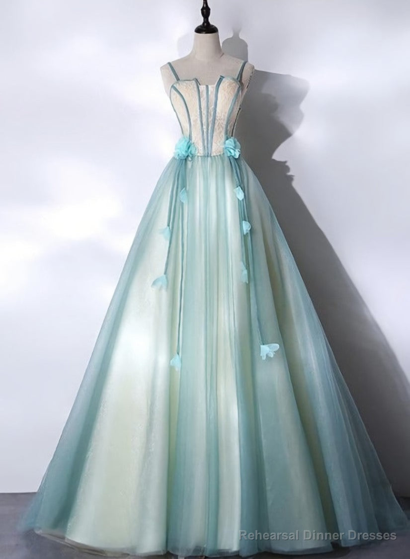 Mint Green Long Tulle with Lace Sweet 16 Dress, Long Party Dresses Secondary image