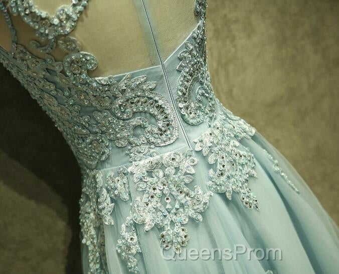 Mint Green Tulle Short Lace Beaded Knee Length Wedding Party Dress, Lovely Homecoming Dress Evening Prom Dress