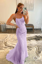Mint Spaghetti Straps Appliques Prom Dress