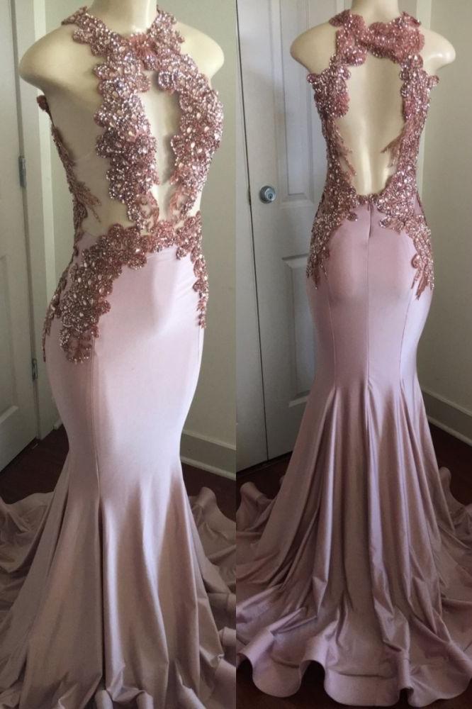 Modern Lace Appliques Sleeveless Prom Party Gowns| Mermaid Prom Party Gowns Main image