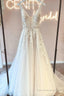 Modern Long V-Neck Sleeveless Lace Wedding Dresses Online