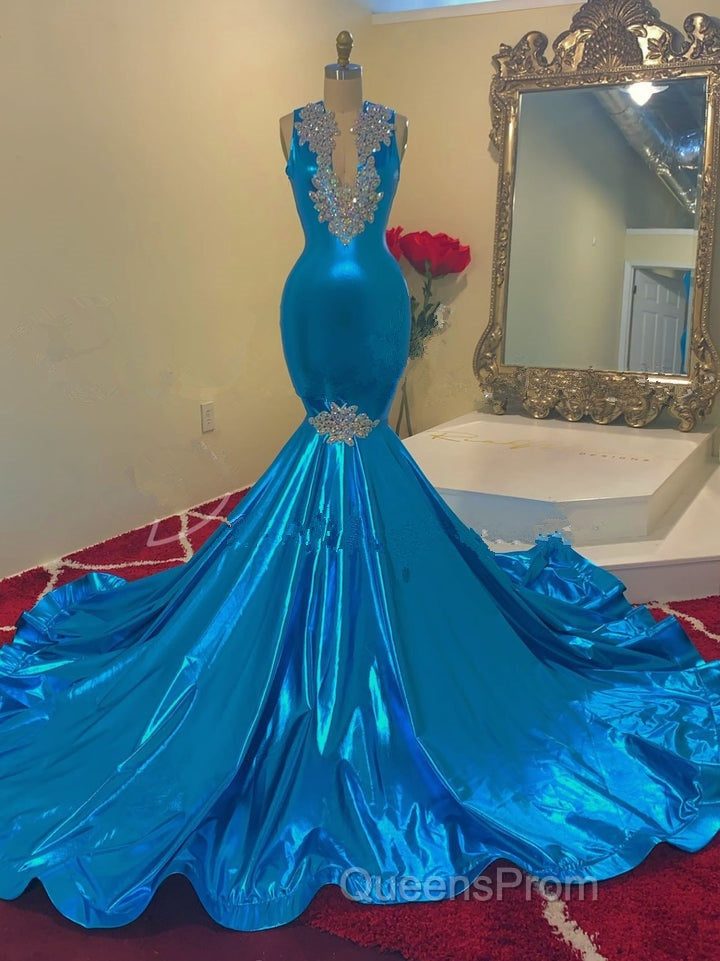 Modern Sequins Appliques V-Neck Sleeveless Long Mermaid Evening Prom Dress Secondary image