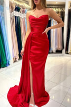 Modern Sweetheart Sleeveless Mermaid Prom Dresses With Front Split