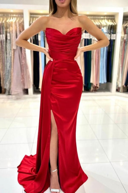 Modern Sweetheart Sleeveless Mermaid Prom Dresses With Front Split Main image