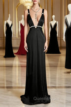Modest A Line Straps Black Satin Long Evening Prom Dress Party Dress