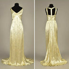 Modest A Line V Neckline Yellow Satin Beads Long Party Dress Classy Prom Dress