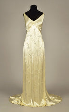 Modest A Line V Neckline Yellow Satin Beads Long Party Dress Classy Prom Dress