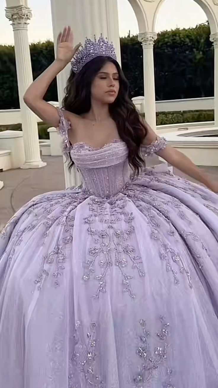 Modest Ball Gown Off The Shoulder Lilac Lace Tulle Long Quinceanera Dress Classy Gowns Vestido De 15 Anos Sweet 16 Dress Main image