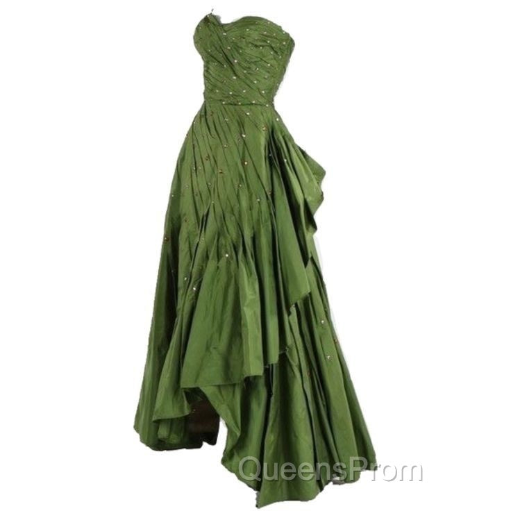Modest Ball Gown Sweetheart Green Satin Long Evening Dress Party Dress Evening Dress Evening Prom Dress Secondary image