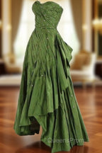 Modest Ball Gown Sweetheart Green Satin Long Evening Dress Party Dress Evening Dress Evening Prom Dress