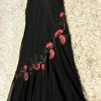 Modest Black Long Classy Prom Dress With Flowers 22Th Birthday Outfits