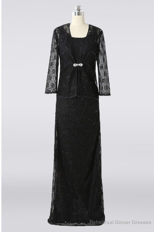 Modest Long Black Lace Mother Of The Bride Main image