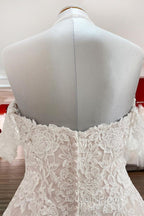 Modest Long Princess Off The Shoulder Tulle Lace Wedding Dress