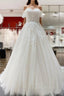 Modest Long Princess Off The Shoulder Tulle Lace Wedding Dress