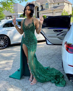 Modest Mermaid Black Girl Sequin Classy Prom Dress 22Th Birthday Outfits