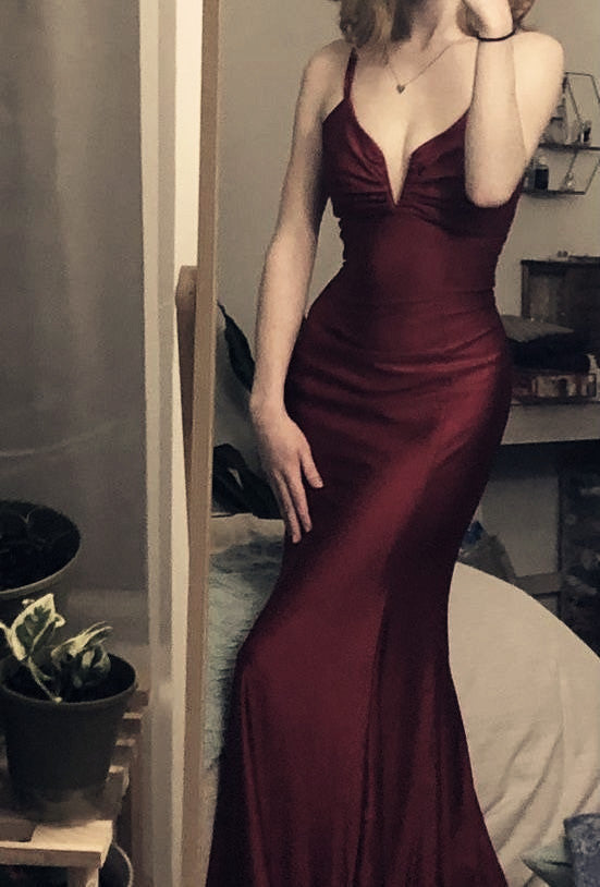 Modest Mermaid Burgundy Classy Prom Dress 22Th Birthday Outfit Secondary image