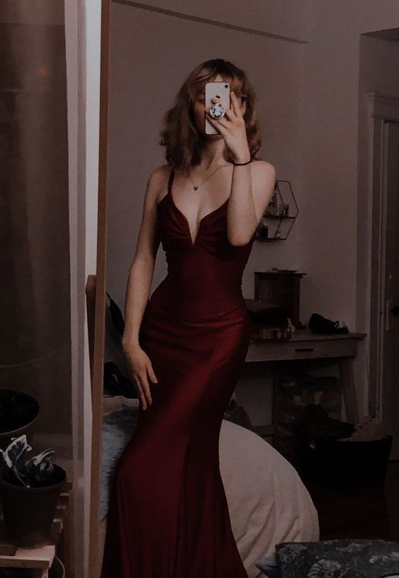 Modest Mermaid Burgundy Classy Prom Dress 22Th Birthday Outfit Main image