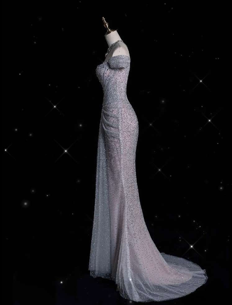 Modest Mermaid Off The Shoulder Sequin Long Classy Prom Dress Classy Graduation Party Dress Classy Evening Dress Secondary image