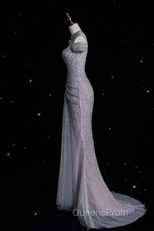 Modest Mermaid Off The Shoulder Sequin Long Evening Prom Dress Formal Graduation Party Dress Evening Dress Secondary image